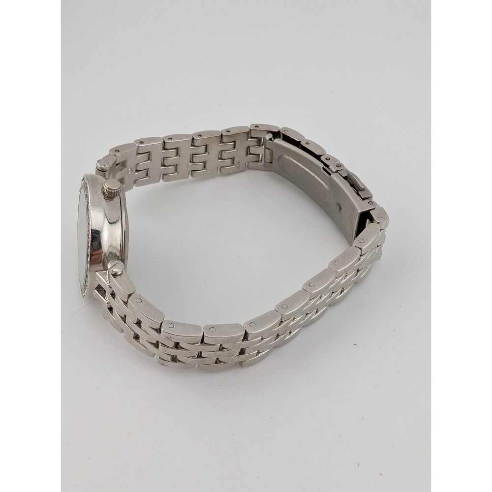 Women's Quartz Watch Silver 26mm Case Crystal Bezel 7" Band- New Battery - Picture 5 of 7